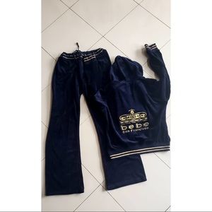 bebe Velvet Navy Loungewear set